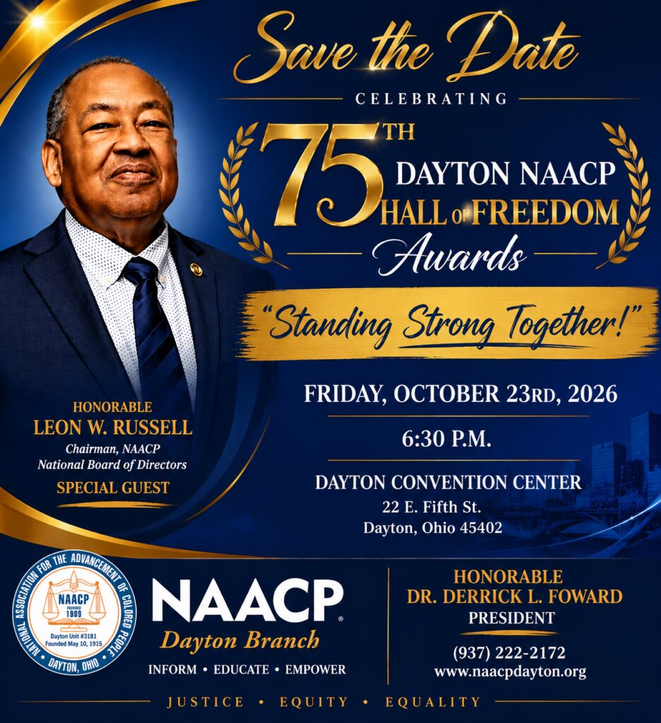 75th Dayton NAACP Hall of Freedom Awards Save The Date Flyer - June 2026